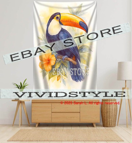 Watercolor bird tapestry - watercolor,