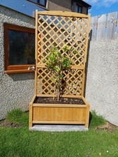 Large Wooden Free Standing Planter Stand with Lattice Trellis Panels for Outdoor