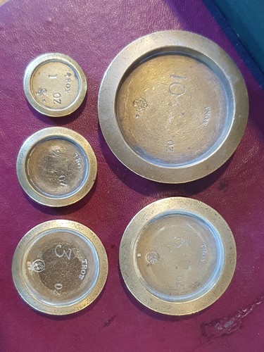 Antique brass troy weights - brass,