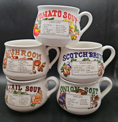 Vintage recipe soup bowls - vintage,