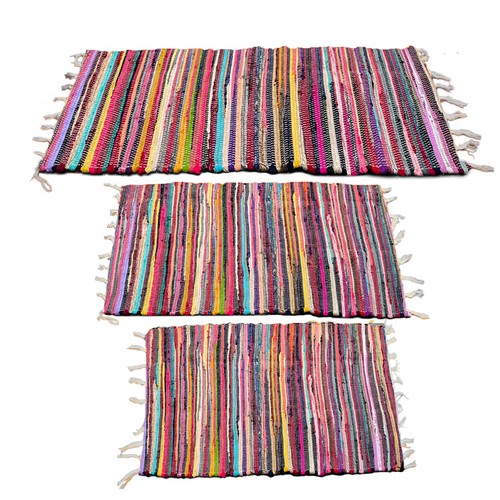 Multicoloured chindi rag rug - multicoloured,