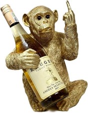 Wine Holder Gold Up Yours Monkey Resin Single Bottle Storage Novelty Ornament