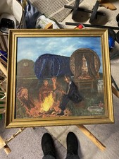 Romany Gypsy Wagon/Caravan Oil  Painting Appleby Fair