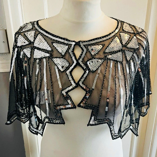 Sheer black silver sequinned - &,