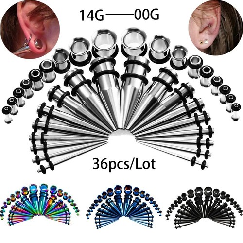 36pcs lot 14g 00g - 14g-00g, ear