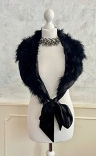 Black Real Feather Bolero Cape