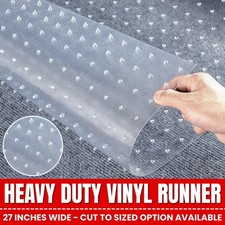 Vinyl Plastic Carpet Protector Clear Runner Home Office Hallway Film Mat Roll UK