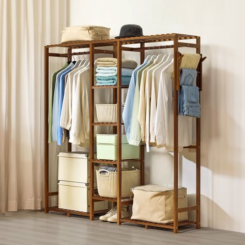 Wooden clothes rail rack heavy - rail,