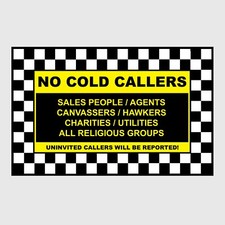 No Cold Callers Or Sales People Letterbox Sign Stickers Front Door Chequered
