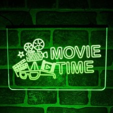 Movie Night Film Room LED Neon Light Sign | Home Cinema Lit Up USB Window Plaque