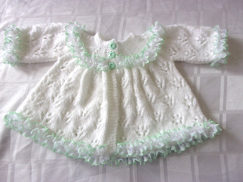 Hand knitted white - white, mint