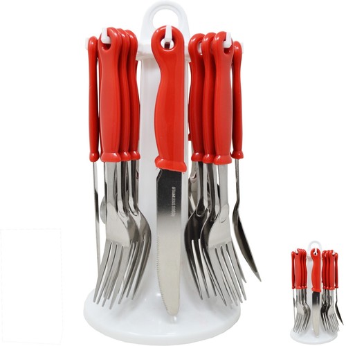 New 24pc red cutlery - 24pc, dinner