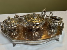 Antique/vintage Sheffield Silver plated tea service and tray - Hand chased