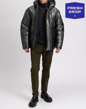 RRP €740 MAISON KITSUNE Puffer Jacket Size L Green Water-Repellent Hooded