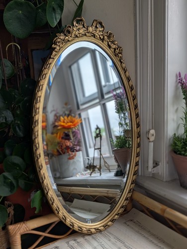 Vintage oval mirror bevelled - mirror,