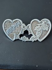 Antique Sterling Silver Mizpah 2 hearts  brooch 
