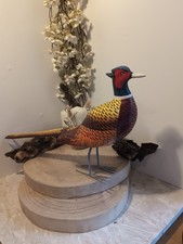Fairtrade Hand Carved And Painted Wooden Pheasant Ornament 50cm Long X 30cm High