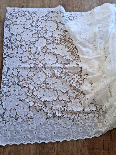 Vintage white lace net floral - net,