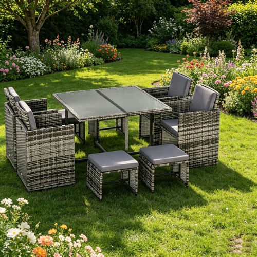 Rattan garden furniture cube - rattan,
