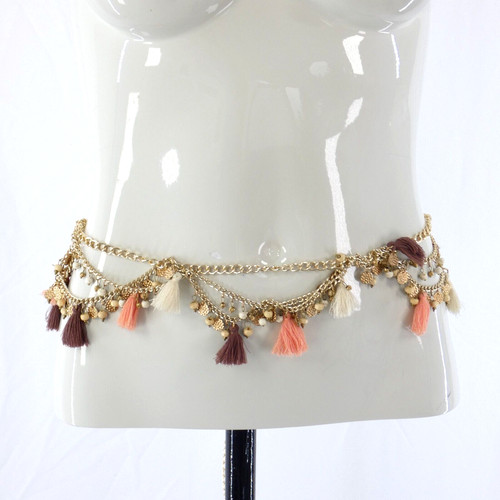 Chain belt tassels beads - chain,