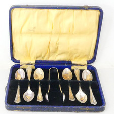 Teaspoon Set With Tongs Silver