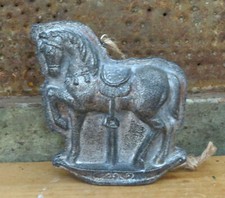 Primitive Antique Tin Style Christmas Carousel Horse Chocolate Mold Figurine