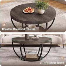 Round Wooden Coffee Table With