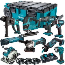 Makita 18V 9 Piece Combo Tool Kit 3 x 5.0Ah Battery & MAKTRAK Trolley Toolbox