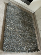 New Duck Egg Blue & Yellow Mottled Shaggy Rug 120 x 170 Never Used