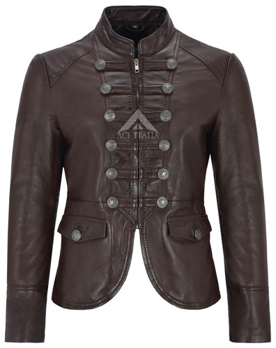 Ladies leather jacket brown - ladies,