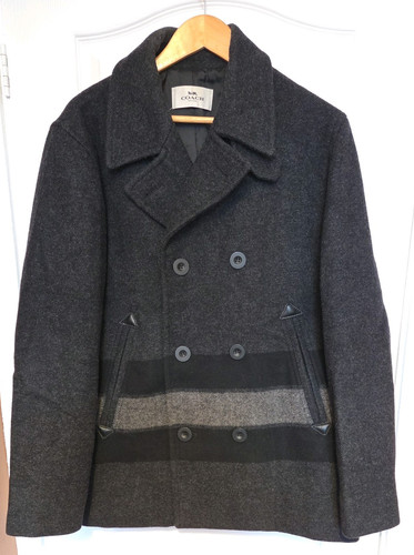 Coach wool pea coat - coat, heather