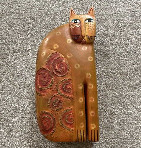 Laurel burch wooden cat - wooden,