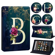 Initial Leather Stand Cover Case For Amazon Fire 7/8/8 Plus/HD 10(5 7 9 11 13th)
