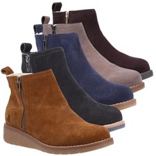 Womens Hush Puppies Libby Wedge Heel Casual Zip-Up Ankle Boots Sizes 4 to 8