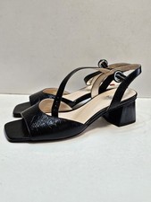 Hogl black patent leather sandals square heel size 6.5 new no box