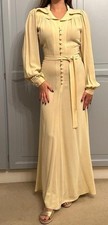 Gorgeous Vintage Ossie Clark 1970's Cream Full Length Crepe Dress