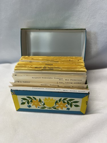 Vintage tin recipe box with - ,