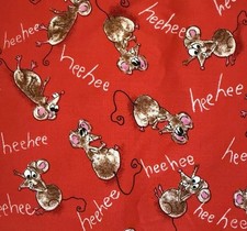 Debra Mason For Robert Kaufman CATBERRY Mouse “heehee” Red 44” BTY