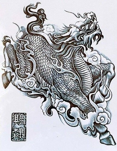 Kylin dragon temporary tattoo - temporary,