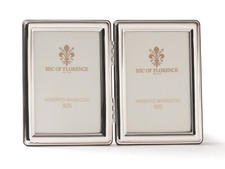 DOPPIA CORNICE PORTAFOTO in ARGENTO MASSICCIO 925 con legno  9x13x2 /7370 DOPPIA