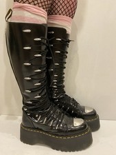 Dr Martens 1B60 LTT Max Black Buttero Leather Knee Boots UK5 EU38 Excellent
