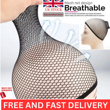 BLACK REAL HAIR ELASTIC WIG CAP FISHNET LINER WEAVING MESH STOCKING SLEEP NET
