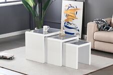 Nest of 3 Tables Grey Tempered