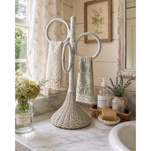 Vintage white wicker towel - vintage,