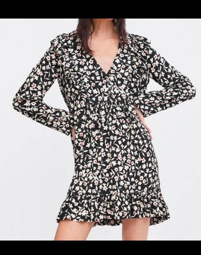 Zara black floral ruffle - zara, mini