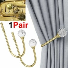 2Pcs Metal Crystal Curtain Holdback Wall Tie Backs Hook Hanger Holder Home Decor