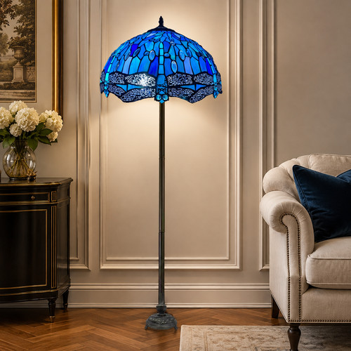 Blue dragonfly tiffany floor - blue,