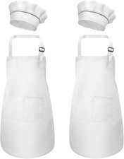 4 Pcs White Kids Apron and