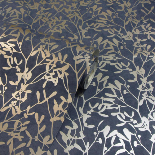 Navy gold leaf - navy,