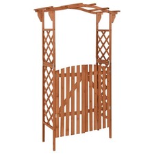 Solid Firwood Pergola with Gate Wooden Garden Arch Gate Brown/Grey vidaXL